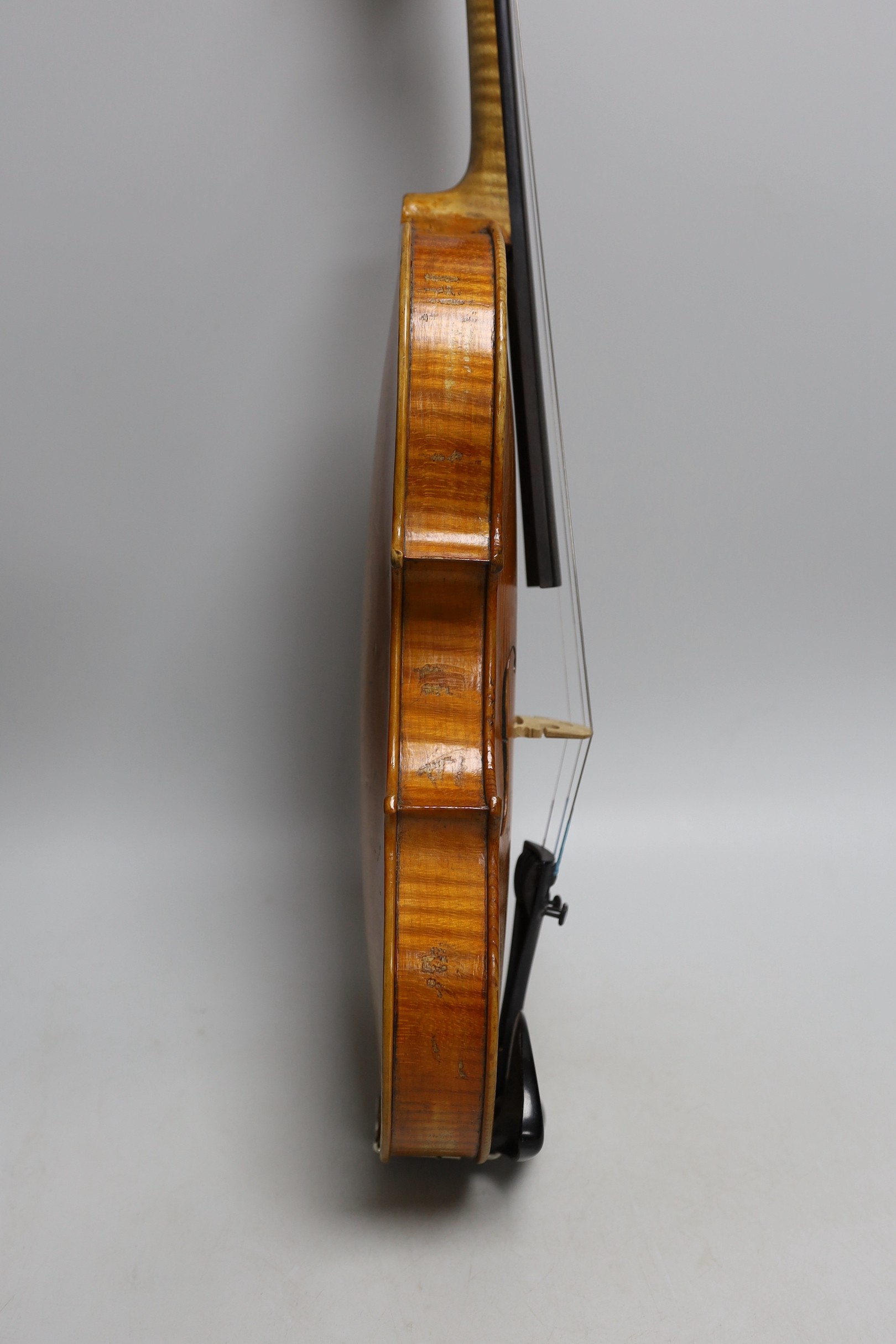 A cased violin, sound post loose